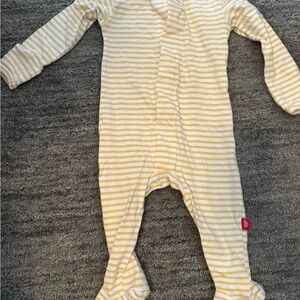 Magnetic Me Yellow and White Striped Footed One-Piece